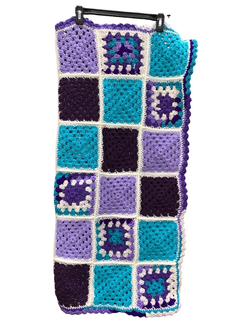 Handmade Crochet Afghan Baby Blanket Classic Granny Square Pattern